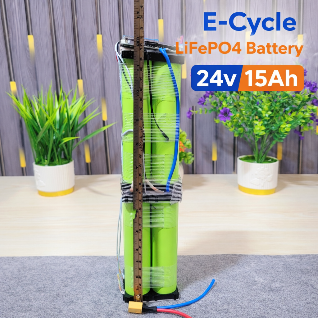 E-Cycle Battery 24V 15Ah LiFePO4 Battery Pack 32140 Cell 8S 30A BMS XT60_img_2
