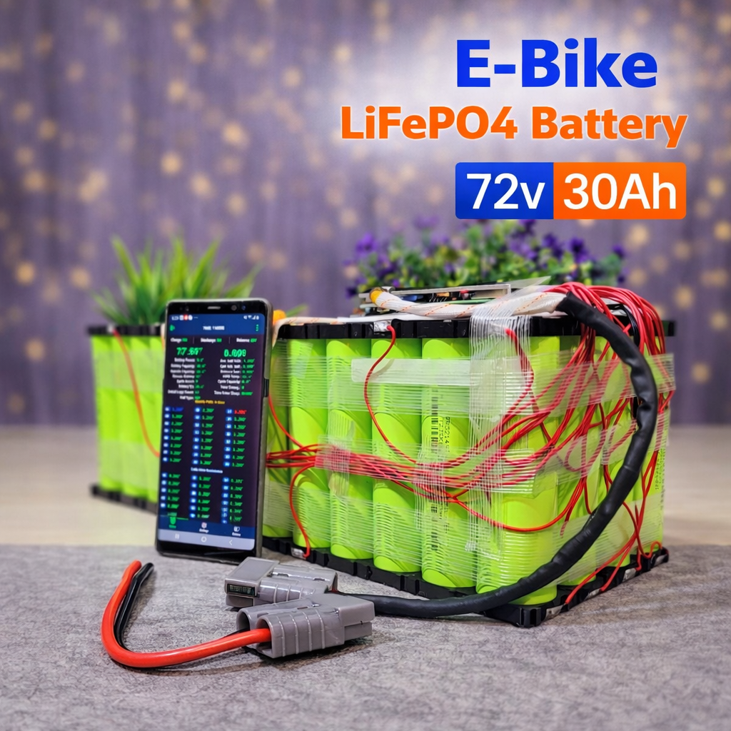 72V 30Ah LiFePO4 E-Bike Battery Pack with JK 100A Smart BMS and Active Balancing (32140 Cells)_img_1