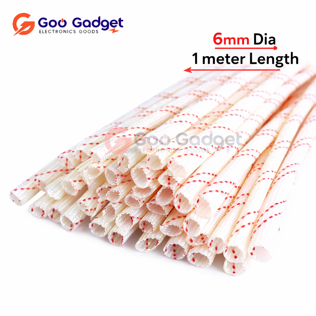 6mm Fiberglass Sleeving High Temperature Insulated Glass Fiber Tube 1 Meter