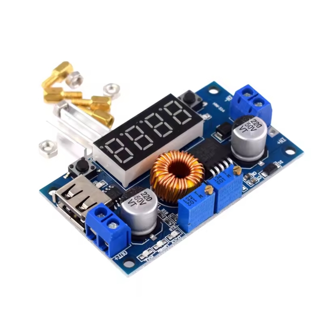 XL4015 75W 5A DC-DC Adjustable Buck Converter Module with Digital Voltmeter & USB Output