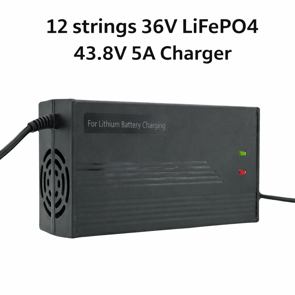 36V 43.8V 5A LiFePO4 Battery Charger for 12S Lithium Iron Phosphate Battery Pack