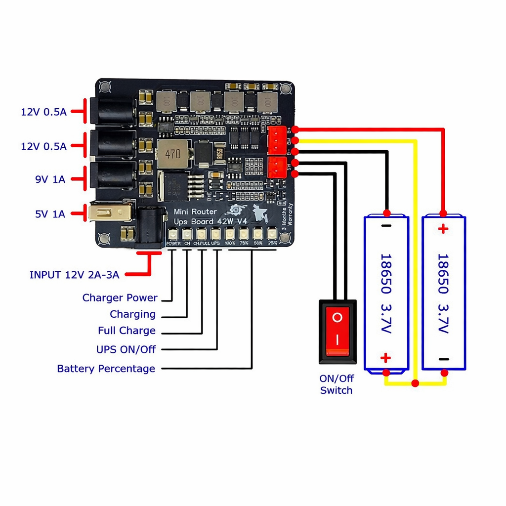 Mini Router UPS Board 42W V4.2 with Box 4 Fixed Output Ports Built In 7.5A BMS No Extra BMS Required_img_1