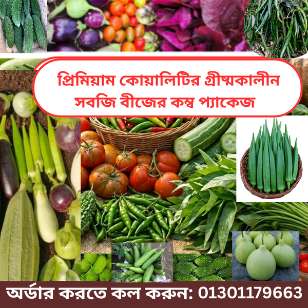 প্রিমিয়াম কোয়ালিটির গরমের ২০ প্রকার  সবজির বীজের প্যাকেজ।