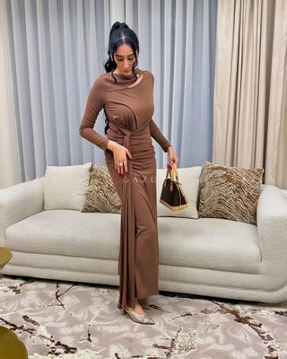 Jersey Gathering Knotted Maxi Dress_img_1