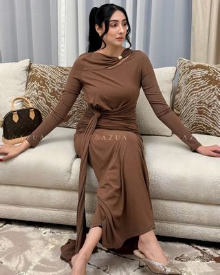 Jersey Gathering Knotted Maxi Dress_img_2