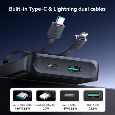 Joyroom JR-PBF19 22.5W digital display with dual cable Powerbank 10000mAh_img_1