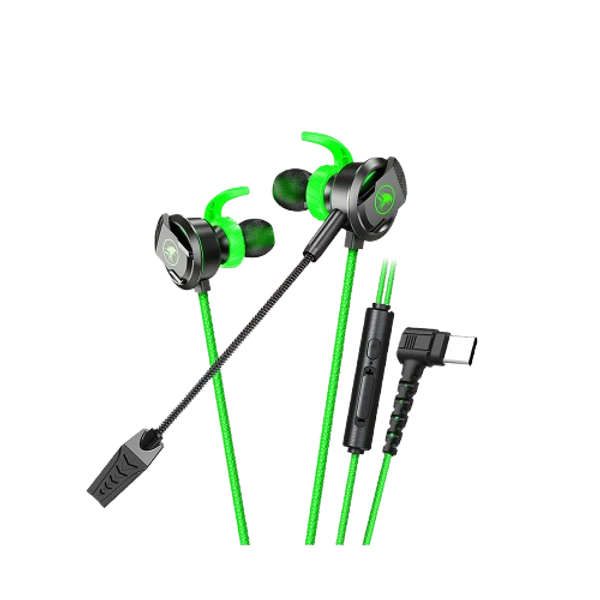 Plextone xMowi RX3 Pro 3.5 AND Teyp-c Gaming In-Ear Wired Earphone with Detachable Dual Mic – Green