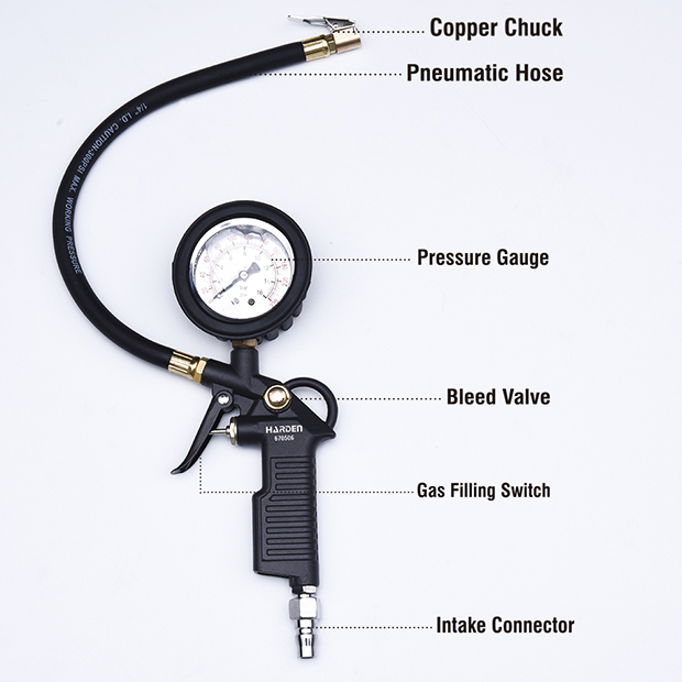 HARDEN Car Tire Inflator with Oil-Filled Pressure Gauge, Tire Pressure Gauge Model: 670506_img_2