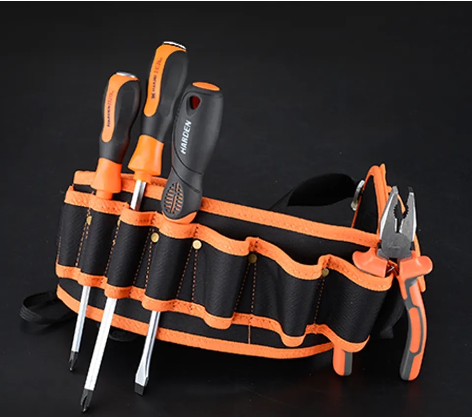 HARDEN Waist Tool Bag; Belt Type : 1200 x 125mm; Waterproof Wear-Resistant Networking Electrician Waist Hand Tool Bag for Plumbers 520511_img_1