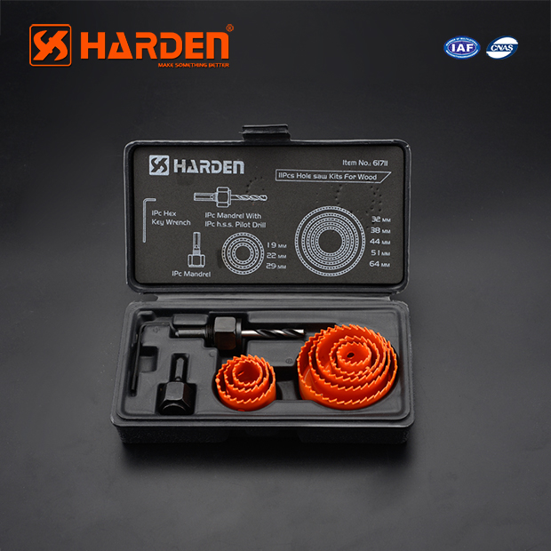 HARDEN 11 Pcs Hole Saw Kit | High Carbon Steel | For Wood, MDF, Plastic | Model: 610546_img_1