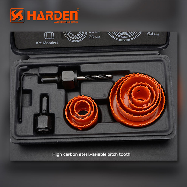 HARDEN 11 Pcs Hole Saw Kit | High Carbon Steel | For Wood, MDF, Plastic | Model: 610546_img_2