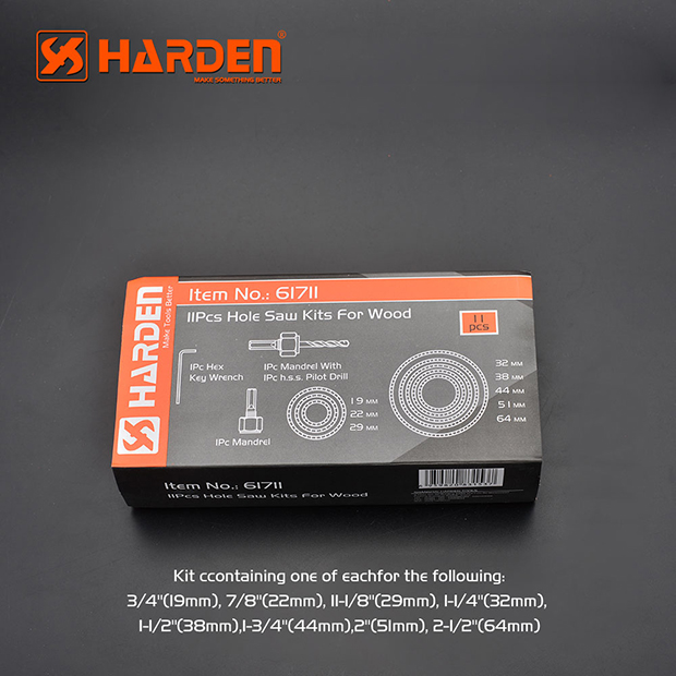 HARDEN 11 Pcs Hole Saw Kit | High Carbon Steel | For Wood, MDF, Plastic | Model: 610546_img_3