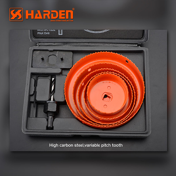HARDEN 8 Pcs Hole Saw Set | High Carbon Steel | Variable Pitch Teeth | Model: 610545_img_2