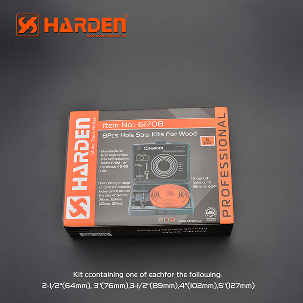 HARDEN 8 Pcs Hole Saw Set | High Carbon Steel | Variable Pitch Teeth | Model: 610545_img_5