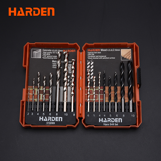 HARDEN 16 Pcs Multi-Material Drill Bit Set | HSS, Wood & Masonry Bits | For Metal, Wood, Concrete | Model: 610289_img_1