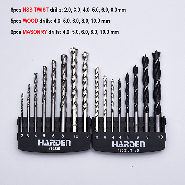 HARDEN 16 Pcs Multi-Material Drill Bit Set | HSS, Wood & Masonry Bits | For Metal, Wood, Concrete | Model: 610289_img_4