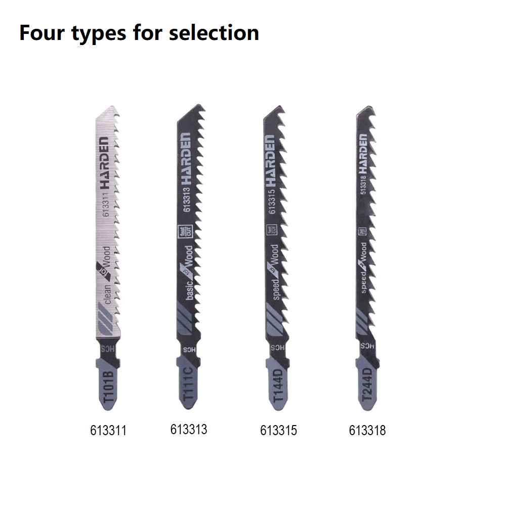 HARDEN 613311 5pcs Jig Saw Blade set for Wood ( T101B | T111C | T144D | T244D ); Ideal for Wood Use; Model: 613311 | 613313 | 613315 | 613318_img_0