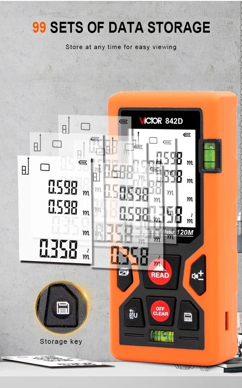 VICTOR 842 Series Laser Distance Meter | 50m–120m Range | 1.5mm Accuracy | Digital Laser Rangefinder | Models: 842A | 842B | 842C | 842D_img_1