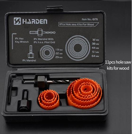 HARDEN 11 Pcs Hole Saw Kit | High Carbon Steel | For Wood, MDF, Plastic | Model: 610546_img_6