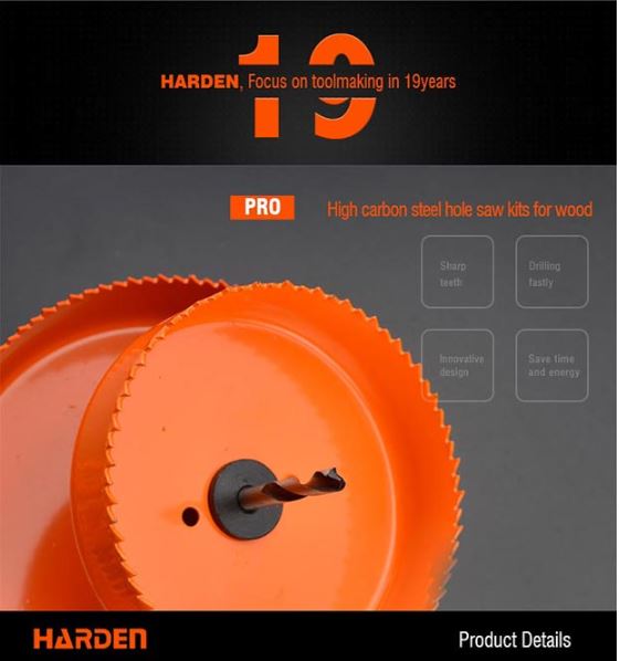 HARDEN 11 Pcs Hole Saw Kit | High Carbon Steel | For Wood, MDF, Plastic | Model: 610546_img_7