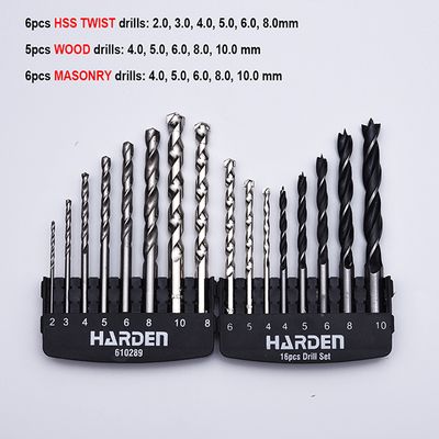 HARDEN 16 Pcs Multi-Material Drill Bit Set | HSS, Wood & Masonry Bits | For Metal, Wood, Concrete | Model: 610289_img_4