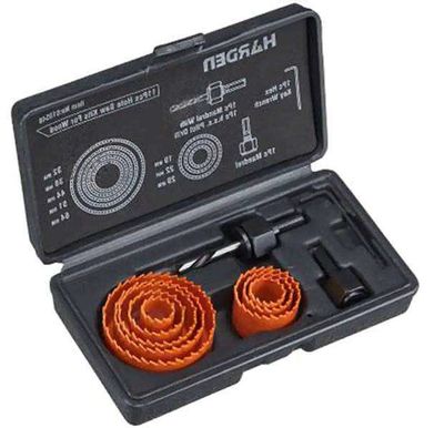 HARDEN 11 Pcs Hole Saw Kit | High Carbon Steel | For Wood, MDF, Plastic | Model: 610546_img_0