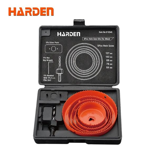 HARDEN 8 Pcs Hole Saw Set | High Carbon Steel | Variable Pitch Teeth | Model: 610545
