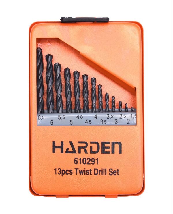 HARDEN 13 Pcs Twist Drill Bit Set | HSS Material | Metric Sizes (1.5–6.5mm) | Model: 610291