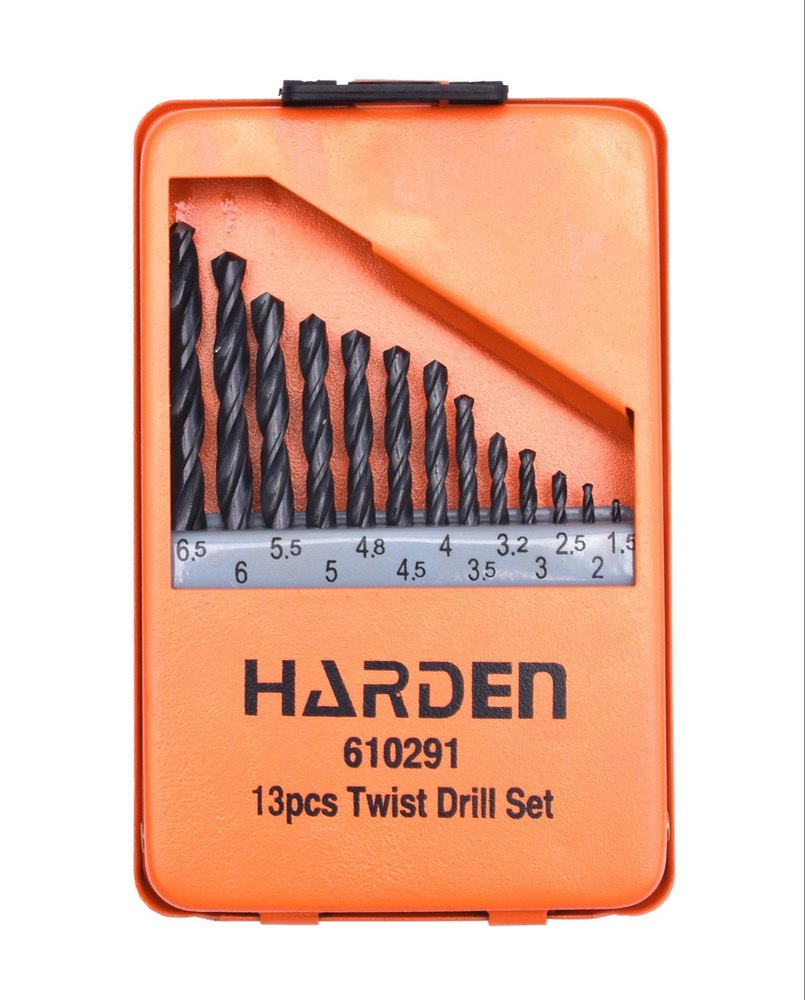 HARDEN 13 Pcs Twist Drill Bit Set | HSS Material | Metric Sizes (1.5–6.5mm) | Model: 610291