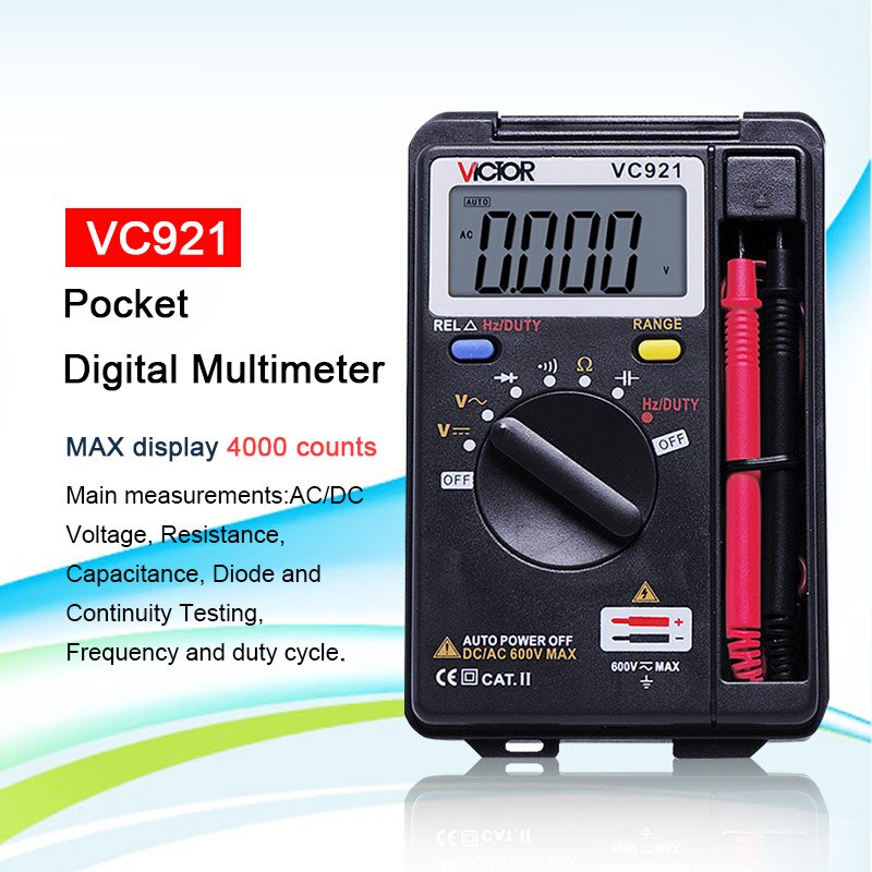 VICTOR VC921 Foldable Mini Palm Digital Multimeter | 4000 Counts | Auto Range | True RMS | Model: VC921