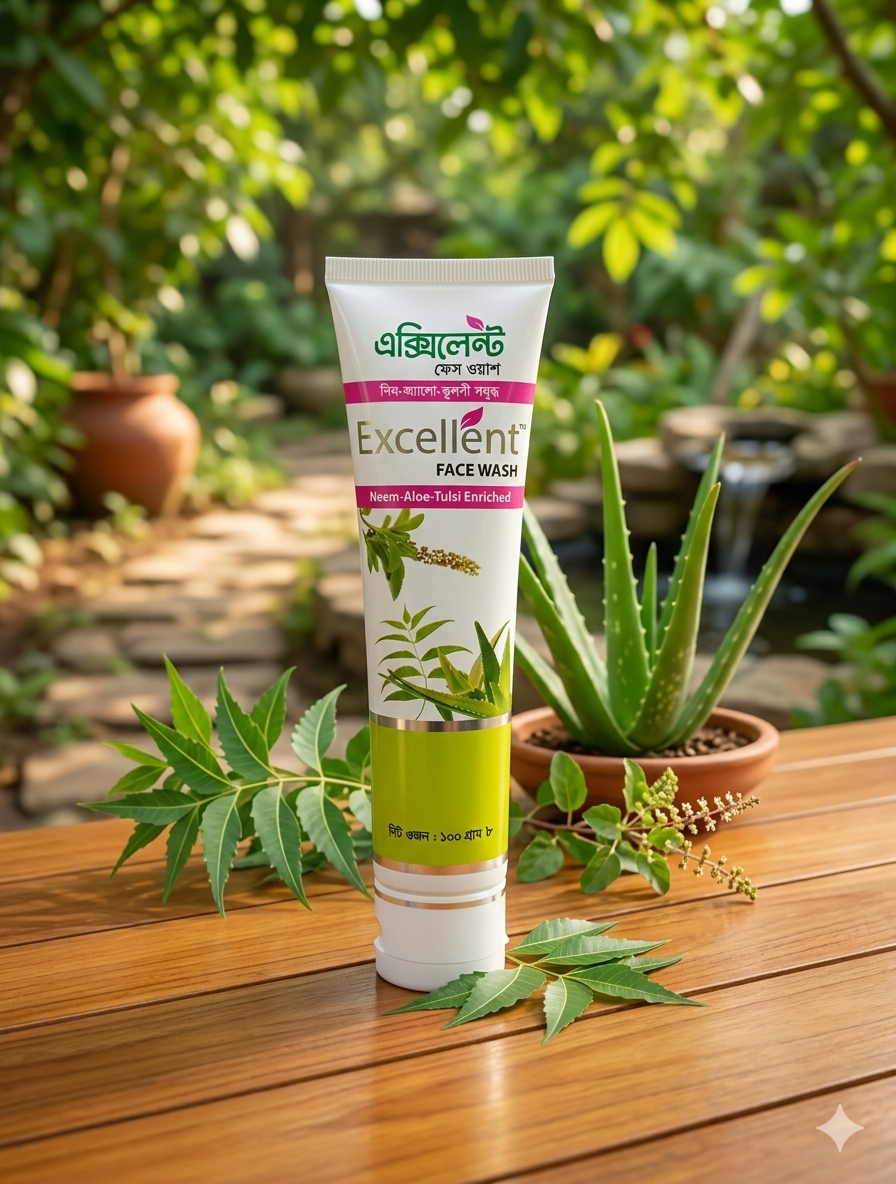 এক্সিলেন্ট নীম-অ্যালো তুলসী সমৃদ্ধ (Face Wash) 100gm