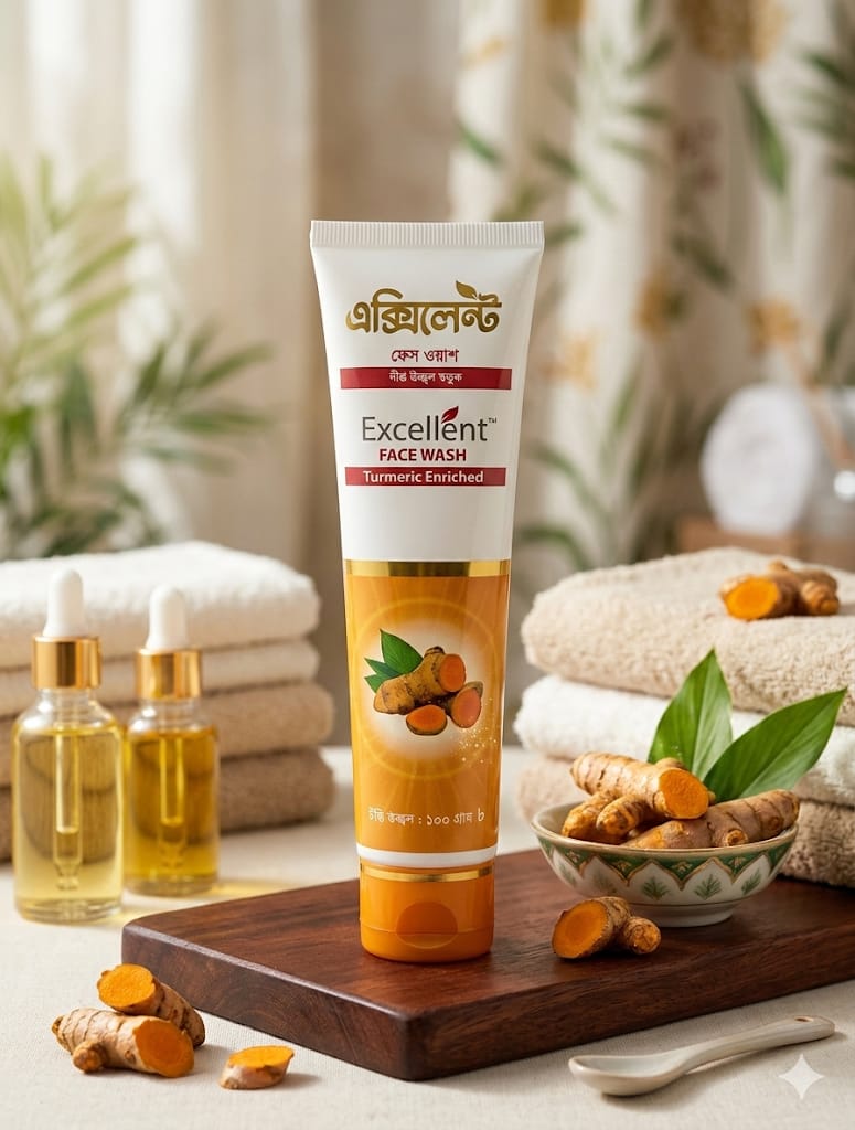 এক্সিলেন্ট কাঁচা হলুদ সমৃদ্ধ ফেসওয়াশ (Face Wash) 100gm