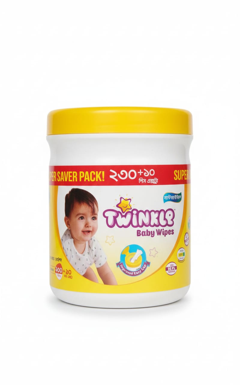 টুইনংকেল বেবি ওয়াইপস (TWINKLE BABY WIPES) 230+10 PCS EXTRA