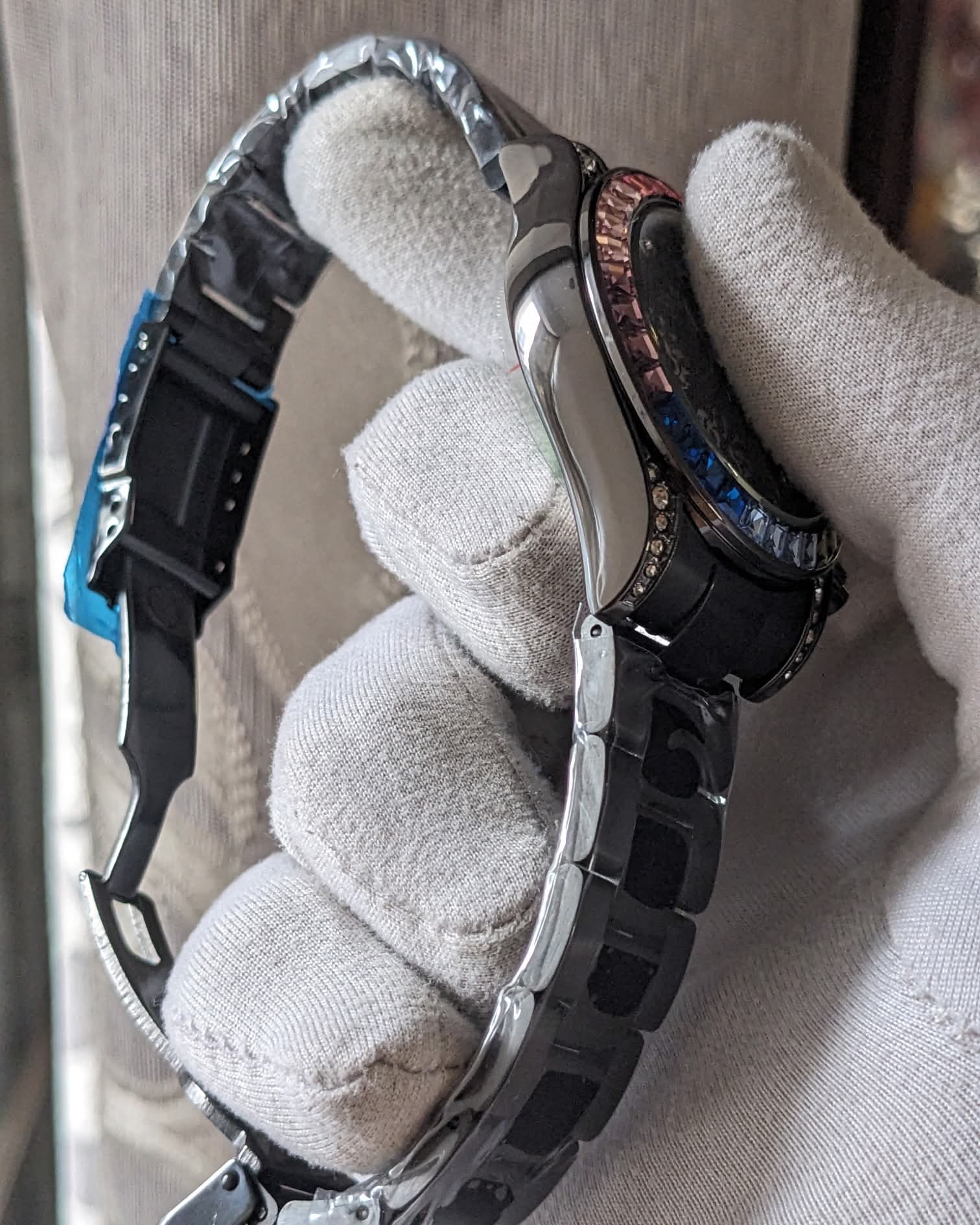 Rolex Rainbow Chain Black Quartz Watch_img_3