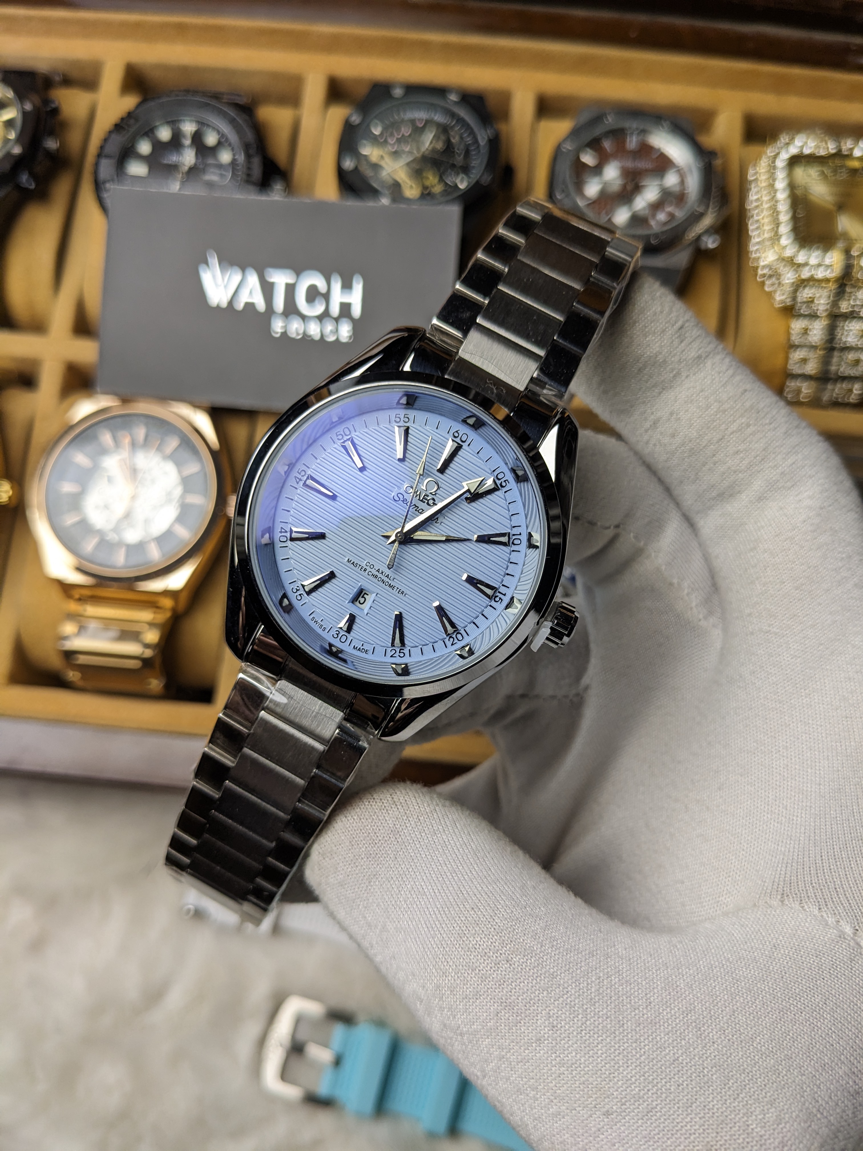 Omega Sky Blue Quartz Watch_img_1