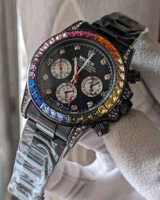 Rolex Rainbow Chain Black Quartz Watch_img_1