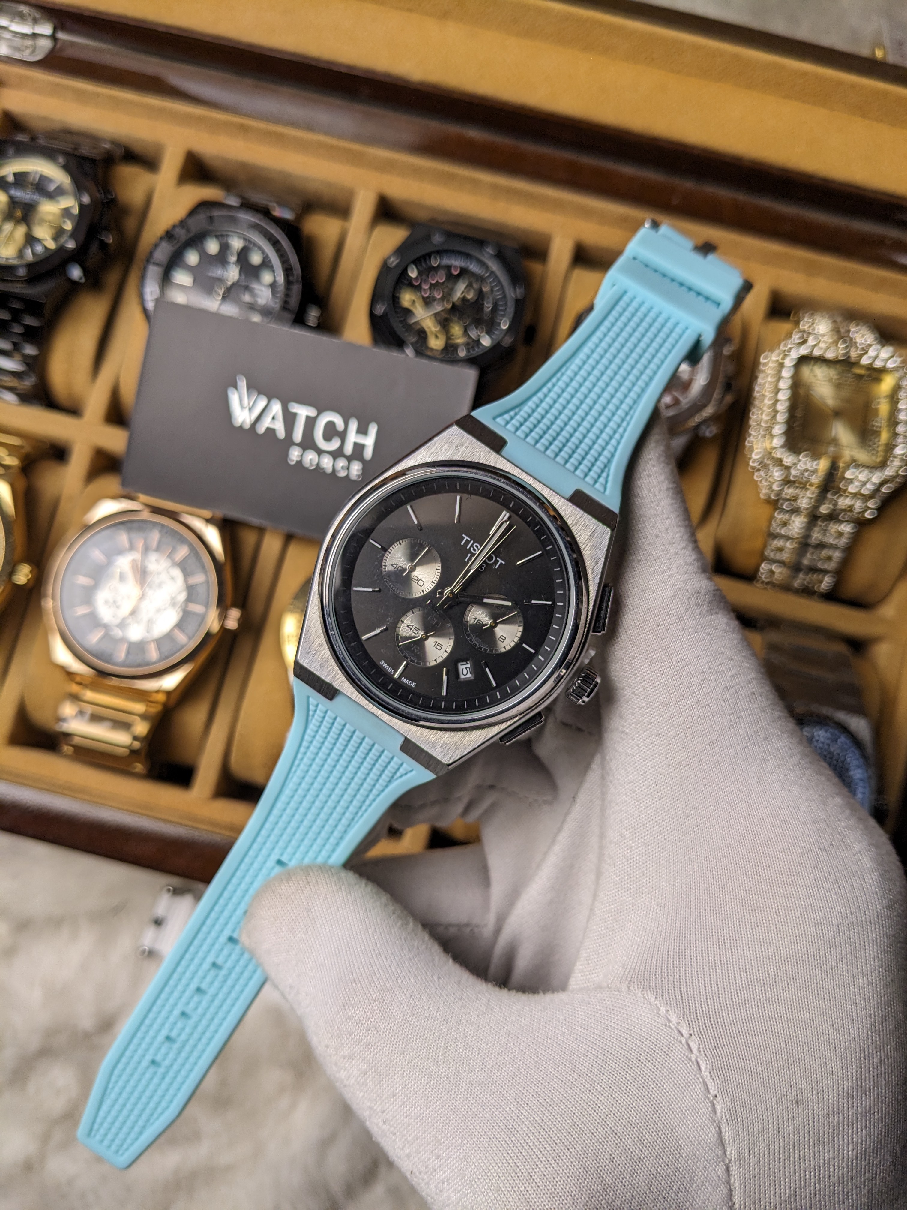 Tissot PRX Sky Blue Chronograph Watch
