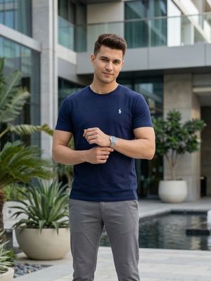 EB04 Classic Fit Navy Blue RL Embroidery Tshirt_img_0