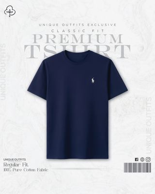 EB04 Classic Fit Navy Blue RL Embroidery Tshirt_img_1