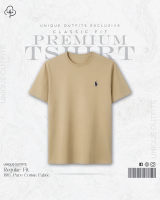 EB05 Classic Fit Beige RL Embroidery Tshirt_img_1