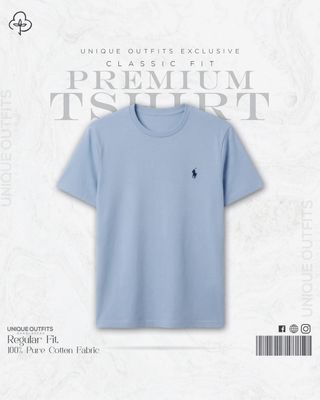 EB07 Classic Fit Sky Blue RL Embroidery Tshirt_img_1