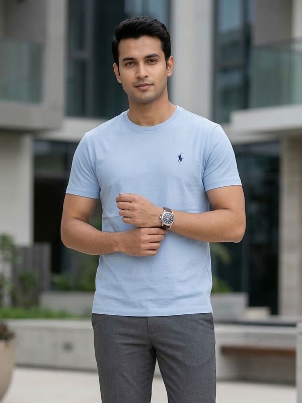 EB07 Classic Fit Sky Blue RL Embroidery Tshirt