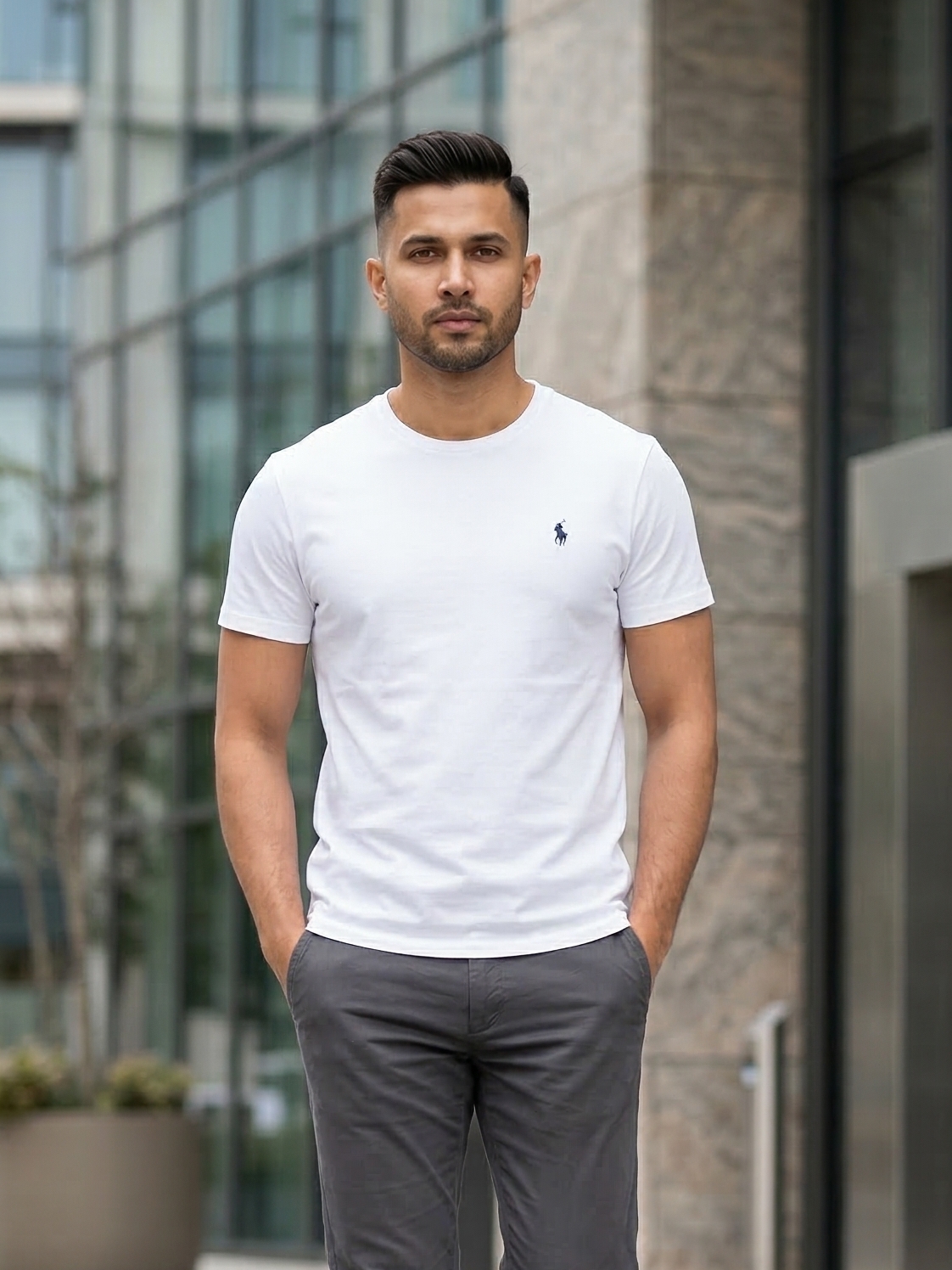 EB01 Classic Fit White RL Embroidery Tshirt_img_0