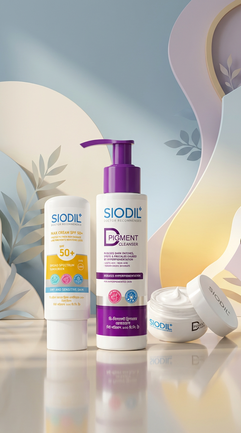SIODIL SPF 50+ 100ml,D-Pigment Cleanser & D-Pigment Cream (Combo) - Image 1