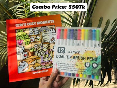 12 Dual Tip Brush Pen + One Book (Combo)_img_0