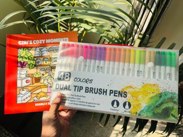 48 Dual Tip Brush Pen + One Book (Combo)