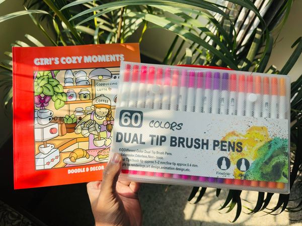 60 Dual Tip Brush Pen + One Book (Combo)