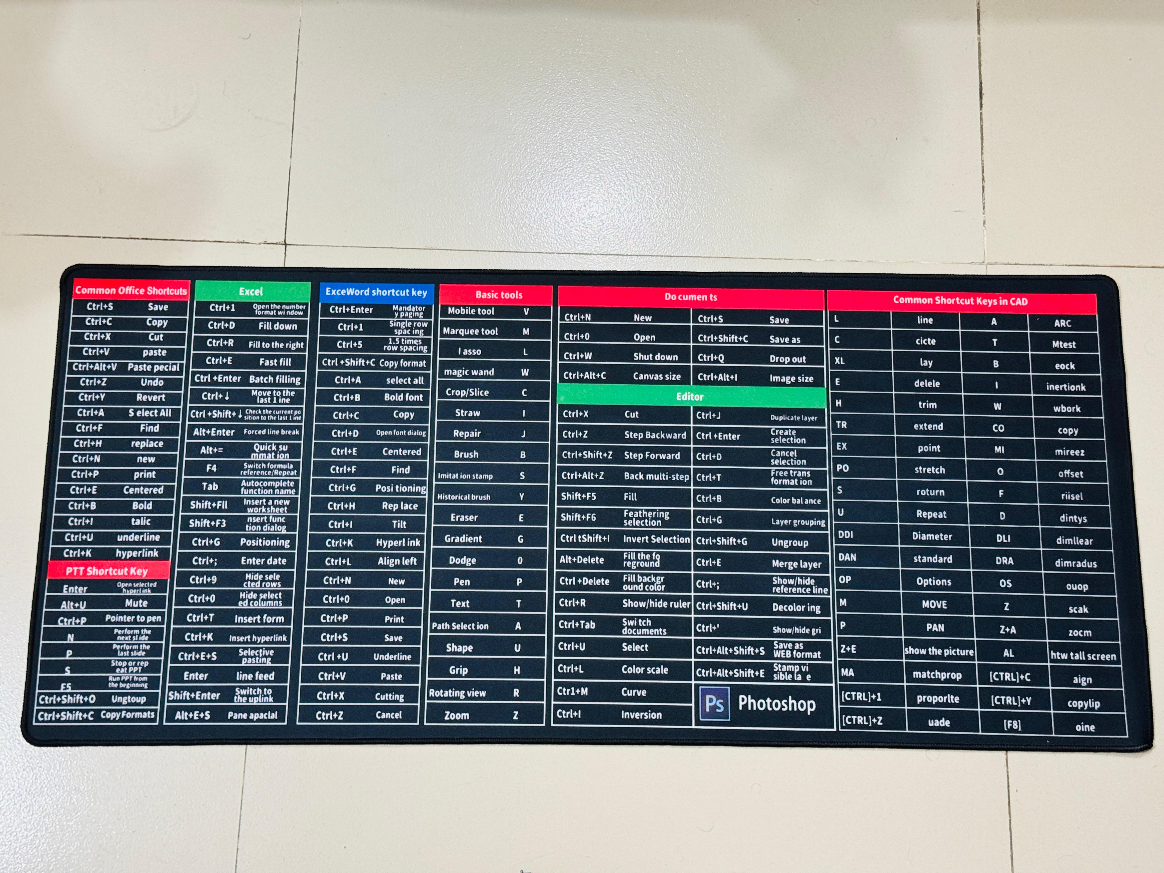 Shortcut Key Mouse Pad ( Big Size)đ Extra Large Size â 35 inches āϞāĻŽā§āĻŦāĻž, 16 inches āĻāĻāĻĄāĻŧāĻž_img_1