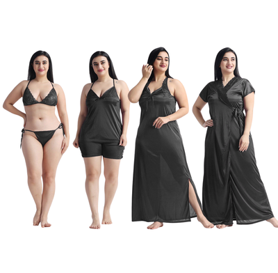 ৬-পিস নাইট ওয়্যার সেট (কালো)