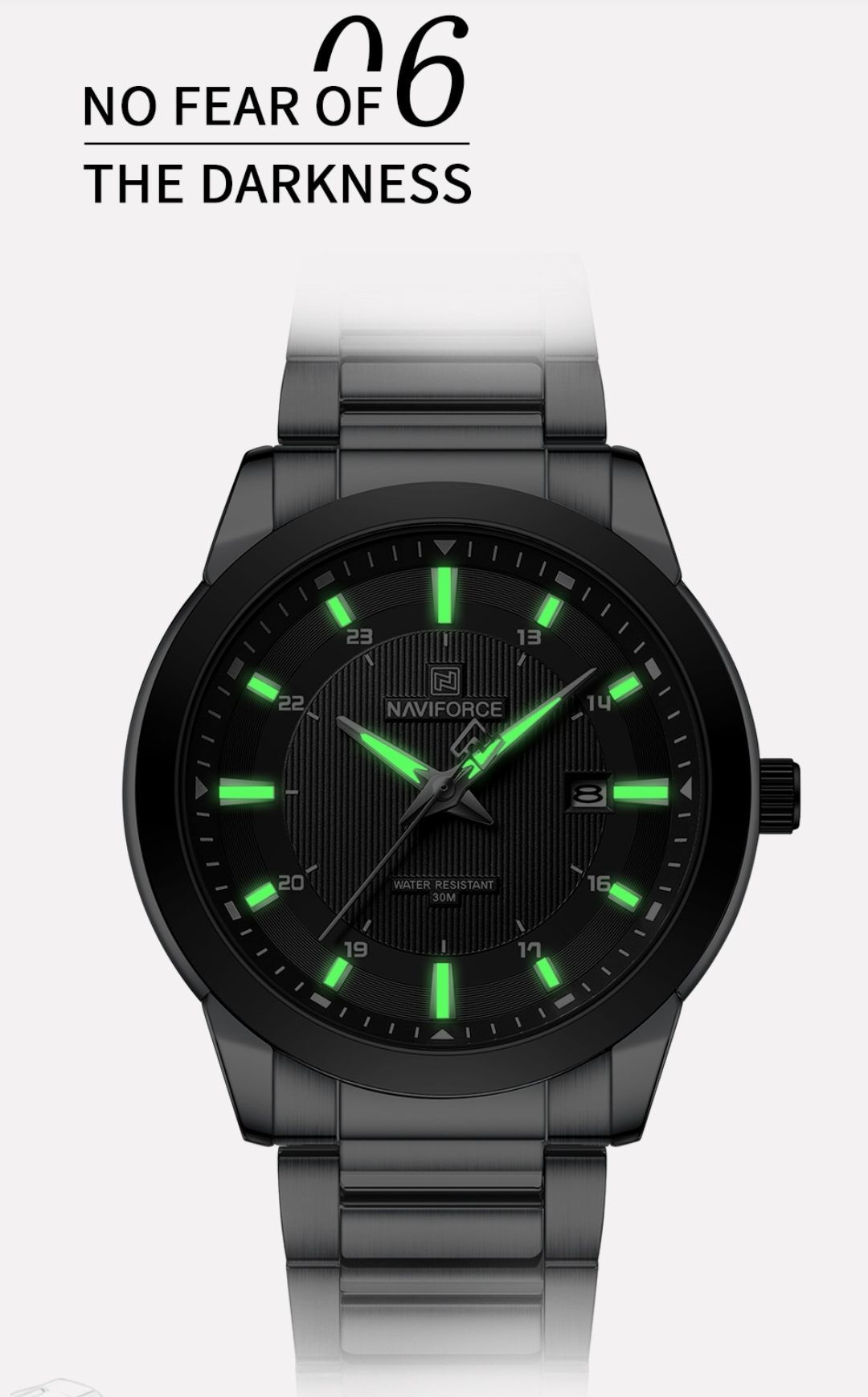 Naviforce 8029 Gents Chain Watch - Black Dial- Black Bezel- Silver Chain- TF Code NF812CM_img_3